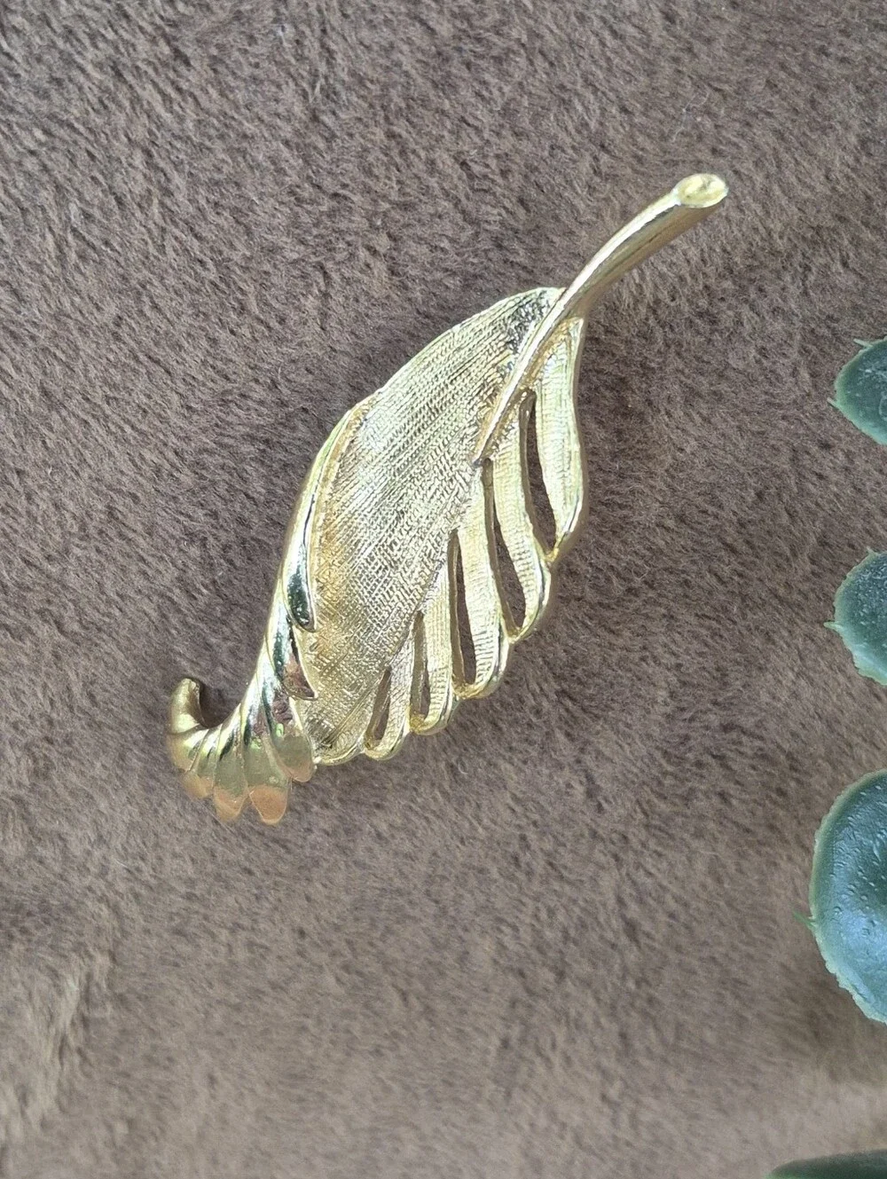 Gold Feather Brooch Pin for Women